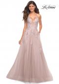 Picture of: Tulle A-line Dress with Jeweled Lace Appliques in Dusty Mauve, Detail Picture 6