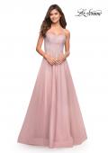 Picture of: Rhinestone and Tulle Gown with A-line Skirt in Dusty Mauve, Style: 30581, Detail Picture 6