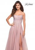 Picture of: Rhinestone and Tulle Gown with A-line Skirt in Dusty Mauve, Style: 30581, Detail Picture 7