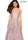Picture of: Floral Embellished Strapless Prom Gown in Dusty Pink, Style: 27731, Main Picture