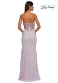 Picture of: Strapless Net Jersey Prom Dress with Unique Rhinestones in Dusty Pink, Style: 32774, Detail Picture 10