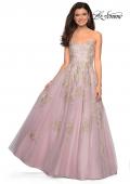 Picture of: Floral Embellished Strapless Prom Gown in Dusty Pink, Style: 27731, Detail Picture 1