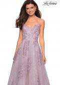 Picture of: Classic Lace A Line Dress with V Neckline and Pockets in Dusty Pink, Style: 27492, Detail Picture 5