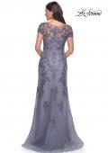 Picture of: Lace and Net Fitted Long Mother of the Bride Dress in Dusty Purple, Style: 29792, Back Picture