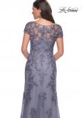 Picture of: Lace and Net Fitted Long Mother of the Bride Dress in Dusty Purple, Style: 29792, Detail Picture 4