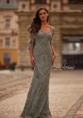 Picture of: Unique Lace Gown with Square Neckline and Illusion Sleeves in Dusty Sage, Style: 31909, Detail Picture 1