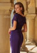 Picture of: Short Sleeve Lace Bodice Evening Gown in Eggplant, Style: 33331, Detail Picture 8