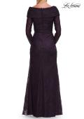 Picture of: Lace Long Sleeve V-Neck Evening Gown in Eggplant, Style: 33333, Detail Picture 9