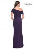 Picture of: Jersey Evening Gown with Asymmetrical Neckline in Eggplant, Style: 31459, Back Picture