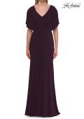 Picture of: Flutter Sleeve Jersey Gown with Beaded Waist in Eggplant, Style: 33158, Detail Picture 1