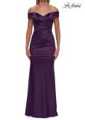 Picture of: Off the Shoulder Stretch Satin Evening Dress in Eggplant, Style: 31621, Detail Picture 3