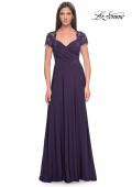 Picture of: Elegant Jersey Evening Dress with Lace Details in Eggplant, Style: 31906, Detail Picture 3