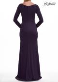 Picture of: Simple Jersey Evening Dress with Long Sleeves and Ruching in Eggplant, Style: 29184, Detail Picture 4