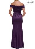 Picture of: Off the Shoulder Stretch Satin Evening Dress in Eggplant, Style: 31621, Detail Picture 4