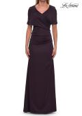 Picture of: Jersey Gown with Draped Bodice and Short Sleeves in Eggplant, Style: 33157, Detail Picture 7