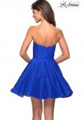 Picture of: Short Lace Strapless Party Dress with Rhinestones in Electric Blue, Style: 27334, Back Picture