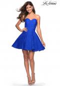 Picture of: Short Lace Strapless Party Dress with Rhinestones in Electric Blue, Style: 27334, Detail Picture 5