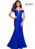 Picture of: Stretch Lace Off the Shoulder Mermaid Prom Dress in Electric Blue, Style: 27613, Main Picture