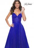 Picture of: A-Line Prom Dress with Sequin Lining and Illusion Top in Electric Blue, Style: 31986, Main Picture