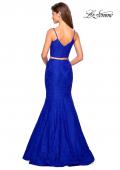 Picture of: Lace Two Piece Gown with Rhinestone Accents in Electric Blue, Style: 27589, Back Picture