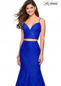 Picture of: Lace Two Piece Gown with Rhinestone Accents in Electric Blue, Style: 27589, Detail Picture 4
