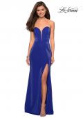Picture of: Long Strapless Stretch Jersey Prom Dress in Electric Blue, Style: 27051, Detail Picture 5