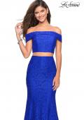 Picture of: Lace Two Piece Off the Shoulder Dress with Rhinestones in Electric Blue, Style: 27443, Detail Picture 7