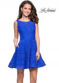 Picture of: Lace Short Dress with Rhinestones and Pockets in Electric Blue, Style: 26616, Detail Picture 6