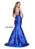 Picture of: Low Scoop Mermaid Prom Dress with Tiered Detail in Electric Blue, Style: 26046, Back Picture
