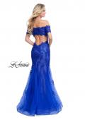Picture of: Polka Dot Off the Shoulder Two Piece Tulle Prom Dress in Electric Blue, Style: 26192, Back Picture