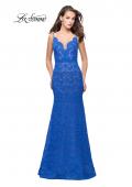 Picture of: Beaded Lace Prom Dress with Mermaid Skirt in Electric Blue, Style: 26106, Detail Picture 1