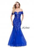 Picture of: Polka Dot Off the Shoulder Two Piece Tulle Prom Dress in Electric Blue, Style: 26192, Detail Picture 1