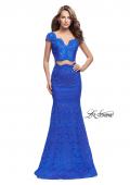 Picture of: Two Piece Mermaid Dress with Metallic Beading in Electric Blue, Style: 25918, Detail Picture 2