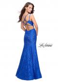Picture of: Long Lace Mermaid Prom Dress with Double Straps in Electric Blue, Style: 26043, Detail Picture 5