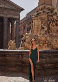 Picture of: Simple Jersey Dress with Ruching and Slit in Emerald, Style: 31978, Detail Picture 2