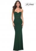 Picture of: Strapless Ruched Net Jersey Gown with Sweetheart Top in Emerald, Style: 31899, Detail Picture 6