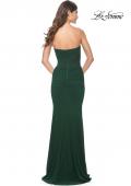 Picture of: Strapless Ruched Net Jersey Gown with Sweetheart Top in Emerald, Style: 31899, Detail Picture 7