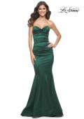 Picture of: Stretch Satin Gown with Draped Sweetheart Neckline in Emerald, Style: 31915, Detail Picture 7