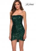Picture of: Short Strapless Sequin Homecoming Dress with Ruching in Emerald, Style: 29410, Main Picture