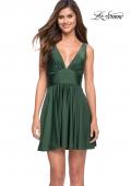 Picture of: Short Flare Dress with V Neckline and Fitted Waist in Emerald, Style 30926, Main Picture