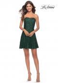 Picture of: Soft Sequin Flared Dress with Strapless Top in Emerald, Style: 30957, Detail Picture 8