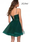 Picture of: Tulle and Sequin Short Party Dress with Corset Back in Emerald, Style: 29237, Back Picture