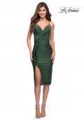Picture of: Midi Jersey Dress with High Slit and Ruffle Detail in Emerald, Style 30925, Detail Picture 1