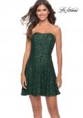 Picture of: Soft Sequin Flared Dress with Strapless Top in Emerald, Style: 30957, Detail Picture 1