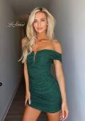 Picture of: Strapless Ruched Mini Dress in Emerald, Style: 33250, Detail Picture 1