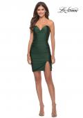 Picture of: Short Dress with Slit and Ruching in Emerald, Style: 30924, Detail Picture 3