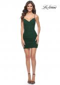 Picture of: Bustier Top Dress with Ruched Skirt and Lace Up Back in Emerald, Style: 31739, Detail Picture 3