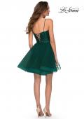 Picture of: Tulle and Sequin Short Party Dress with Corset Back in Emerald, Style: 29237, Detail Picture 4