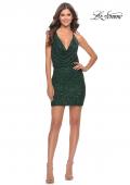 Picture of: Drape Front Mini Dress with Low Back in Emerald, Style: 30949, Detail Picture 7