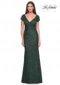 Picture of: Stretch Lace Evening Dress with Short Sleeves in Emerald, Style: 30797, Main Picture